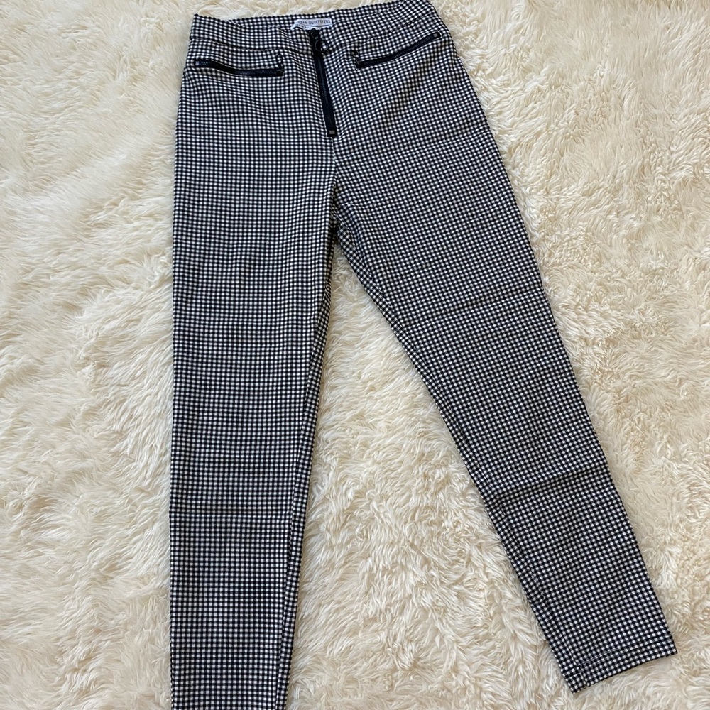 checkered black & white high waisted pants